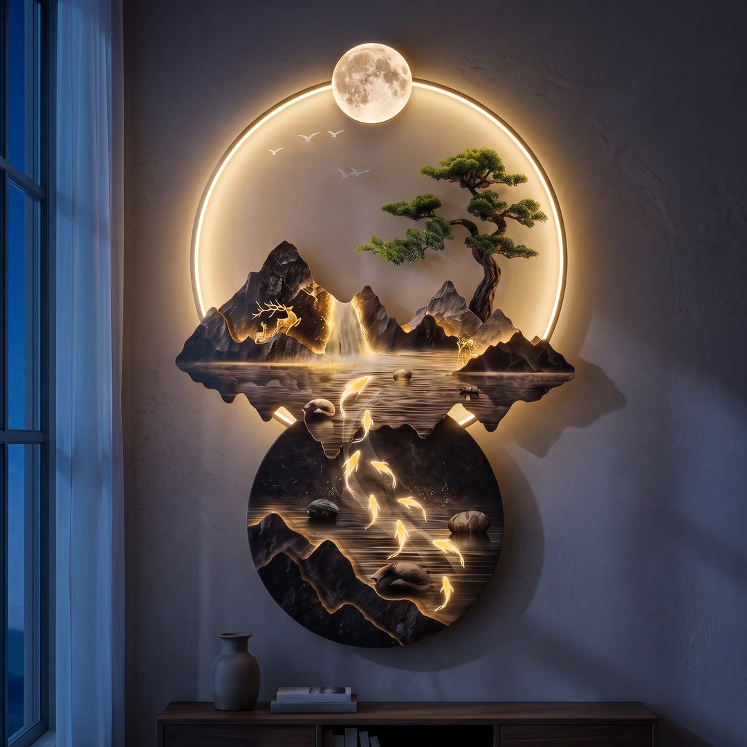 Lamp with the lights on