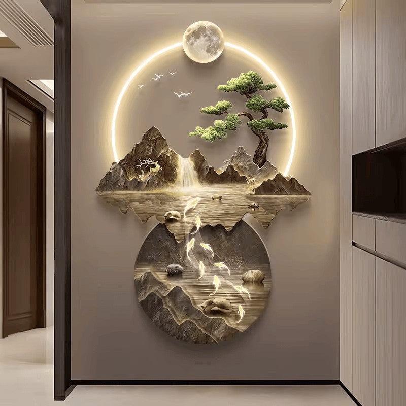 Illuminated landscape wall lamp